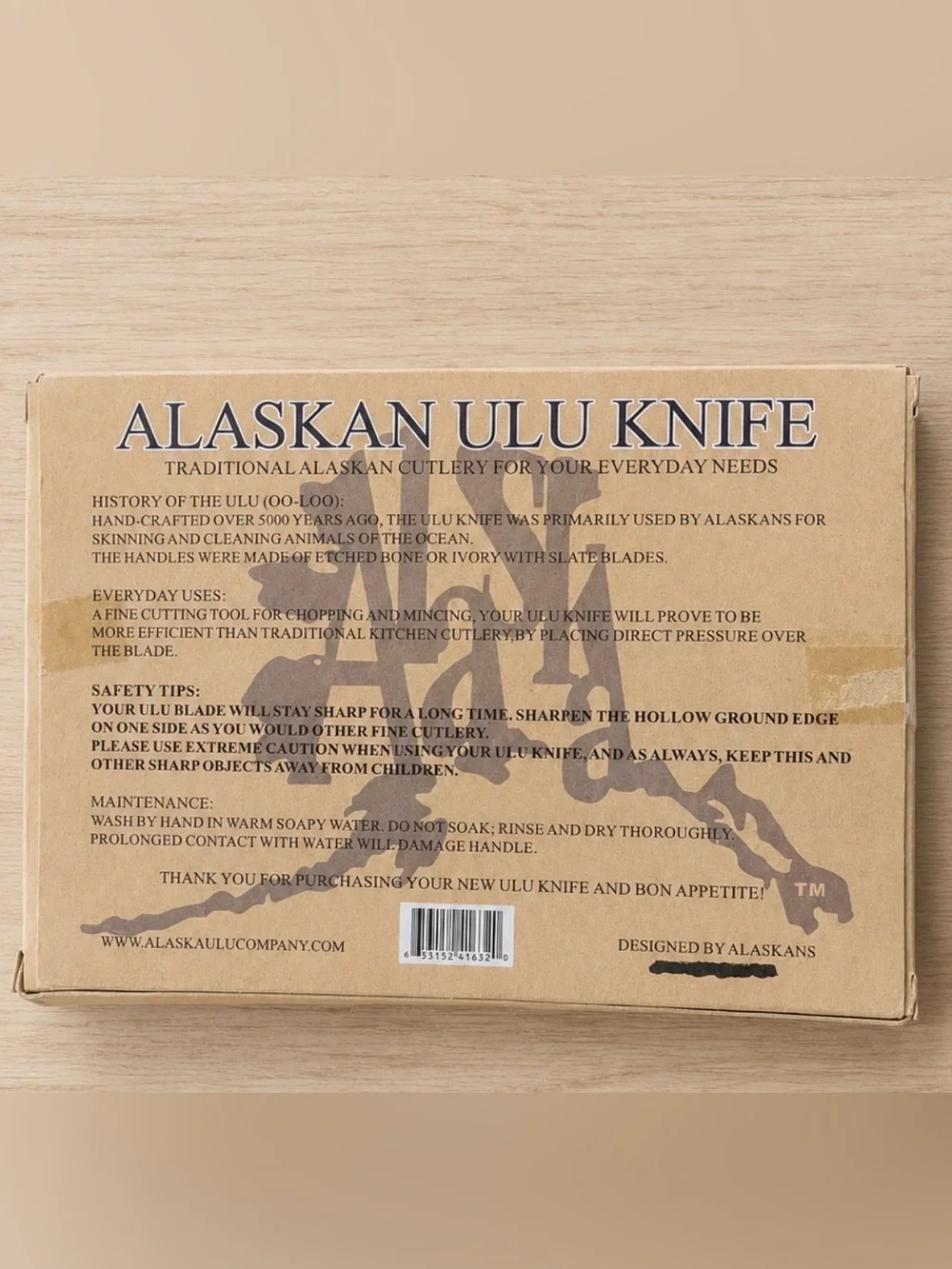 Alaskan ULU Stainless Knife Exotic Wood Handle With Stand New in Box